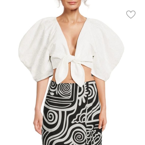 Navya Puff Sleeve Crop Top Mara Hoffman - XS - NWT - Picture 1 of 8